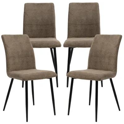 Produktbild von Moderne Esszimmerstühle mit Stoffbezug - bequeme Esstischstühle mit abgesteppter Vorderseite - gepolsterte Küchenstühle mit gebogener Rückenlehne für mehr Sitzkomfort , Farbe:Taupe;Menge:4 St.