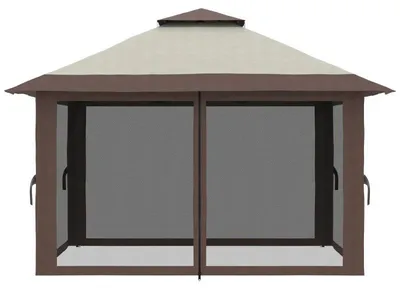 Obrázek produktu pro Skládací pavilon – párty stan | Barva: Béžová | Rozměry: 392 x 392 x 283 cm