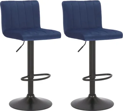 Produktbild von 2er Set Barhocker Jamie Samt blau
