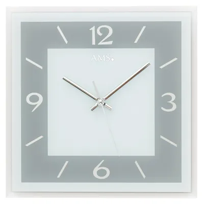 Produktbild von AMS W9573 Wanduhr mit facettiertem Spiegelglas blaugrau