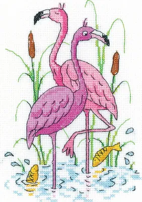 Obrázek produktu pro Ukončené vyšívání kříž-stehem Heritage "Flamingos", KCFL1497-C