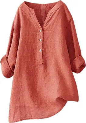 Produktbild von Elegante Damen-Leinenbluse - Sommer Langarm, Große Größen verfügbar, Bügelfrei, Mittelalter-Tunika-Stil