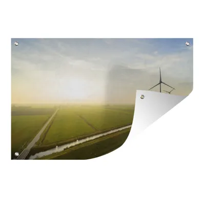 Obrázok produktu pre MuchoWow® Vonkajší plagát - Záhradná dekorácia ochrana súkromia - Záhradné plagáty pre záhradu - Veterné turbíny na lúkach - 60x90x0.2cm