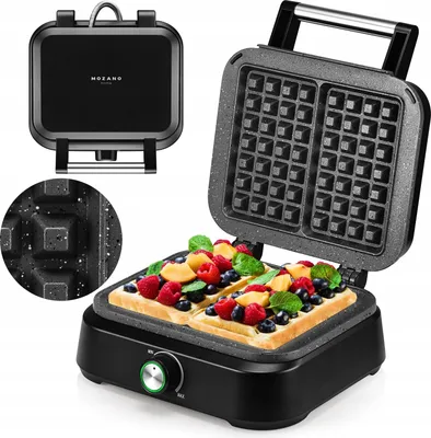 Produktbild von Waffeleisen 2 Grosse Knusprige Waffeln Leistungsstarke Intelligente 2200W Marmorierte Beschichtung