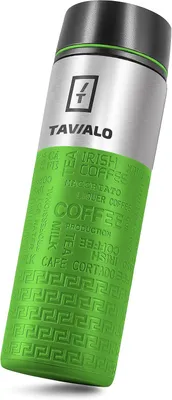 Produktbild von Thermobecher 420 ml, grüne Silikon, Edelstahl, für unterwegs