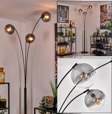 Produktbild von Fossobiubo Stehlampe aus Metall/Glas in Schwarz/Rauchfarben/Klar