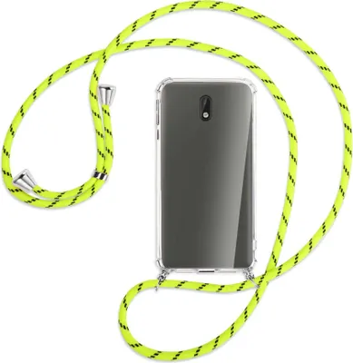 Produktbild von Handykette Backcover-Schutzhülle mit Band (Metall silberfarben) für Nokia 3 - neongelb
