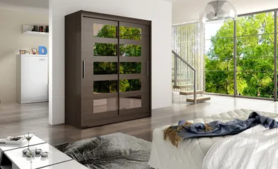 Produktbild von Moderner geräumiger Kleiderschrank Fanny – Breite 150 cm, Schokobraun