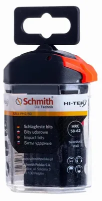 Zdjęcie produktu dla Bity udarowe do wkrętarki akumulatorowej Schmith Black Bull PH2x50mm, 10 sztuk. Profesjonalne bity udarowe Schmith, magnetyczne, do wkrętarek akumulatorowych. Akcesoria do wkrętarek akumulatorowych
