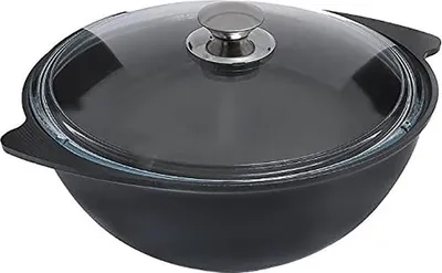 Produktbild von Kazan - Kasan 3,5 Liter mit Antihaftbeschichtung und Glas-Deckel Kochtopf WOK Asien Schwarz