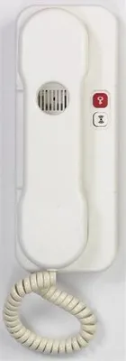 A white Tesla DT 85 intercom handset is shown against a white background.
