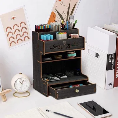 Produktbild von Famanu Büro Organizer - Aufbewahrungsbox mit 9 Fächern und Schublade, 21 x 15 x 25,5 cm