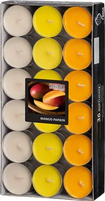 Produktbild von Flavour by GALA 36 "Flavour by GALA" Duftlichte Ø 38 mm · 17 mm pfirsich - Mango-Papaya "Ton in Ton" | Papptray (36 Stück)