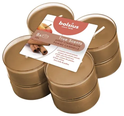 Produktbild von Bolsius Duftteelichter Maxi True Scents Apfel Zimt Ø 4,6 cm, 8er Pack