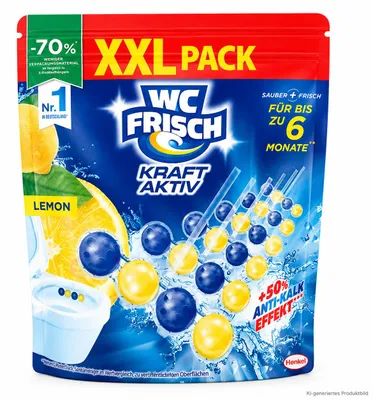 Produktbild von WC Frisch Kraft Aktiv Lemon WC-Duftspüler 6 x 50 g, KI-generiertes Bild