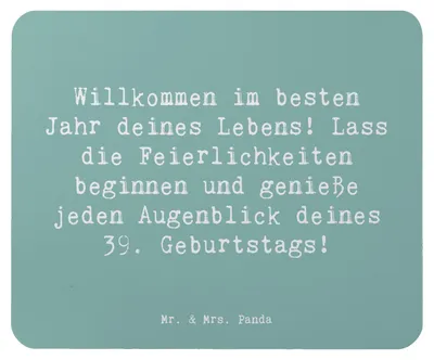 Produktbild von Mr. & Mrs. Panda Mouse Pad Spruch 39. Geburtstag - Meeresbrise - Geschenk, Mousepad, laptop, Freude, besonderer Tag, Happy Birthday, neue Lebensjahr, Lebensfreude