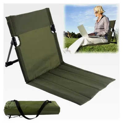Produktbild von Strandkorb mit Rückenlehne, Campingbodenstuhl, Outdoor-Sitzkissen mit Lehne, Klappstuhl für den Strand, Camping-Strandmatte