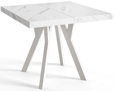 Produktbild von Quadratisch Esstisch Ausziehbar Rico, Moderner Wohnzimmertisch 90-190 cm, Solide Konstruktion und Holzbeine, Marmur