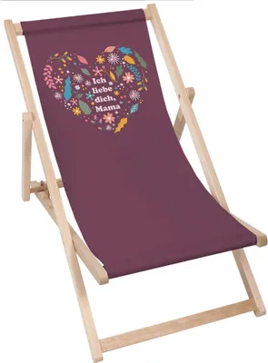 Produktbild von Dreamroots Liegestuhl klappbar Holz,bis zu 130 kg, Sonnenliege klappbar mit 3-stufiger Neigungsregulierung der Rückenlehne, Ich liebe dich Mama Herz