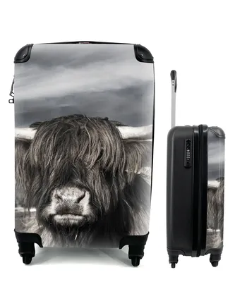 Produktbild von MuchoWow® Koffer Handgepäck Trolley Rollkoffer Kleine Reisekoffer mit 4 Rollen - Schottischer Highlander - Tiere - Hörner - Cabin Size < 55x40x23 cm & 55x40x20 cm - Fotokoffer - Kabinenkoffer - Boardgepäck - Reise-Box - Reisekoffer - Reisegepäck - Koffer mit Bild - Trolley für Kinder