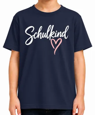 Produktbild von Schulkind Herz Einschulung Mädchen Erster Schultag Schulanfang Kinder T-Shirt, Navy, 140