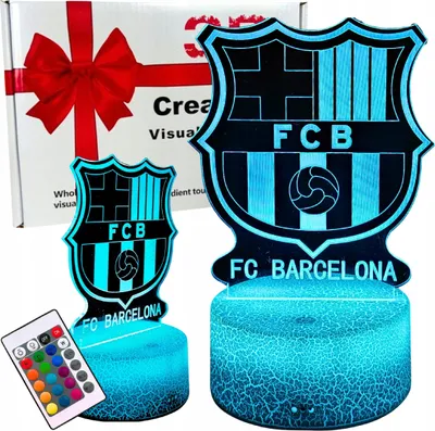 Obrázek produktu pro Noční lampička pro děti Logo FC Barcelona 16 LED 3D + dálkové ovládání