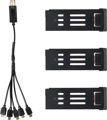 Obrázok produktu pre Sada batérií pre drony 3ks 1200mAh batérie pre drony 5 v 1 nabíjací kábel náhradné príslušenstvo pre E58