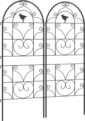 Produktbild von Rankgitter Schwarz 50x120 cm Metall 2er Set Rostfrei Vogeldesign Spalier Kletterpflanzen Zimmerpflanzen Tomaten Blumen