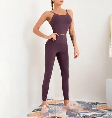 Produktbild von Push-Up Sport-Set mit hoher Taille, dunkelviolett XL