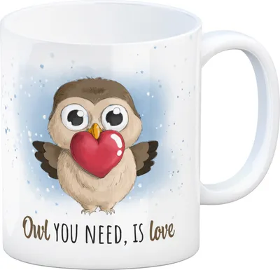 Produktbild von Eule Kaffeebecher mit Spruch Owl You need is love