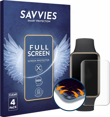 Produktbild von 4x Savvies Fullscreen Schutzfolie für Honor Band 10 Displayschutz Folie Fullcover Klar Transparent