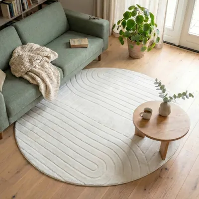 Produktbild von Volero - Runder Teppich Wohnzimmer - Charm Arches Weiß - Ø 80 cm - Wohnzimmer, Schlafzimmer - Modern, Skandinavisch