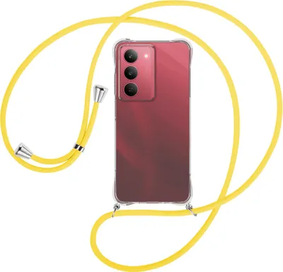Produktbild von Handykette Backcover-Schutzhülle mit Band (Metall silberfarben) für Realme 14X 5G - gelb