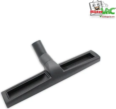 A black vacuum cleaner floor nozzle is shown against a white background.