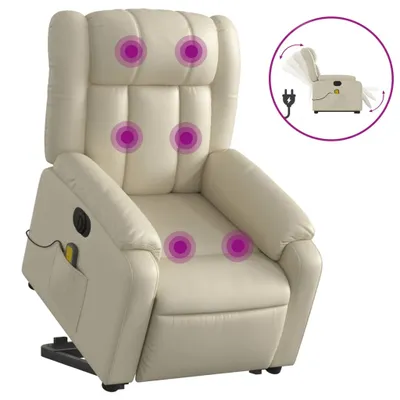Produktbild von vidaXL Massagesessel mit Aufstehhilfe Elektrisch Creme Kunstleder