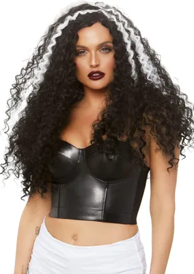Produktbild von Lange Curly Locken schwarz-weiß - für Fasching