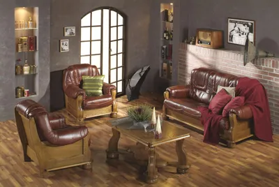 Produktbild von Klassische Garnitur 3+2+1 Sitzer Sofagarnitur Couch Sofa 100% Leder Sofa Polster
