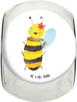 Produktbild von Mr. & Mrs. Panda Kaffeedose Biene Happy XL 2000ml - Weiß - Geschenk, Vorratsglas, Vorratsdose, Wespe, Bonboniere, Aufbewahrungsdose, Vorratsbehälter, Bonbonglas