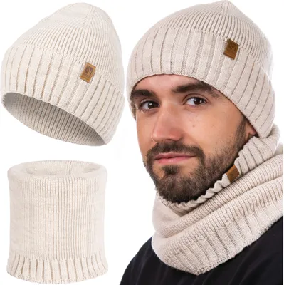 Immagine prodotto di Set Invernale Uomo Heyo: Berretto e Sciarpa Tubolare Beige Taglia Unica