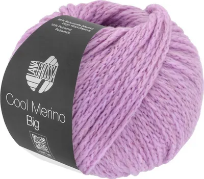 A ball of purple yarn with a label.