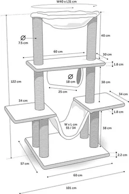 Immagine prodotto di Area giochi compatta per arrampicata – Area giochi – Albero per gatti – Casa per gatti – Piccolo rifugio per gatti – Realizzato con morbido peluche e sisal resistente