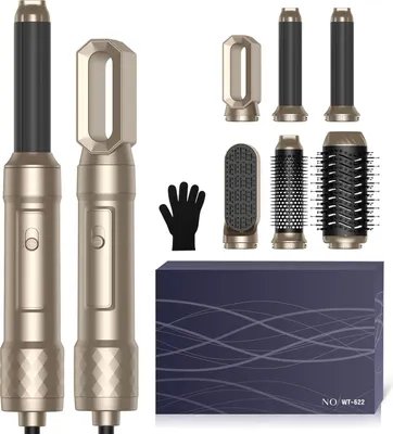 Produktbild von Atopskins Airstyler Set 6 in 1 Warmluftbürste Set, 1000W Stylingbürsten Set Gold
