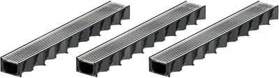Produktbild von 3x1m ACO Hexaline 2.0 Entwässerungsrinne mit Edelstahl Längsstab Stegrost Rinne Bodenrinne Terrassenrinne
