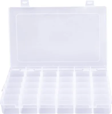 Produktbild von 36 Fächer Klarer Kunststoff Schmuck Aufbewahrungsbehälter Perlen Aufbewahrungsbox Ohrringe Organizer Box mit Entfernbare Trennwände