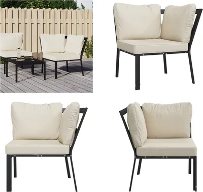 Image de vidaXL Chaise de jardin avec coussins couleur sable 76x76x79 cm Acier - Chaise de jardin - Chaise extérieure - Chaise de terrasse