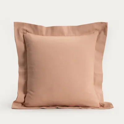 Zdjęcie produktu dla HOMLA Poszewka DURGA bawełniana ciemnobeżowa z dekoracyjnym obszyciem 45x45 cm