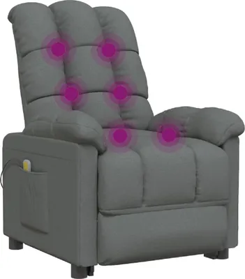 Image de vidaXL Fauteuil de massage gris foncé Tissu