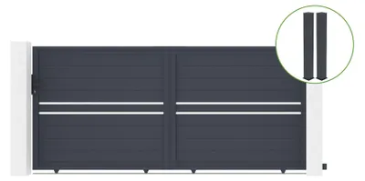 Produktbild von Schiebetor 3,5 m CIMONE H.160 cm graues Aluminium + 2 Pfosten 20 x 20 cm H. 190