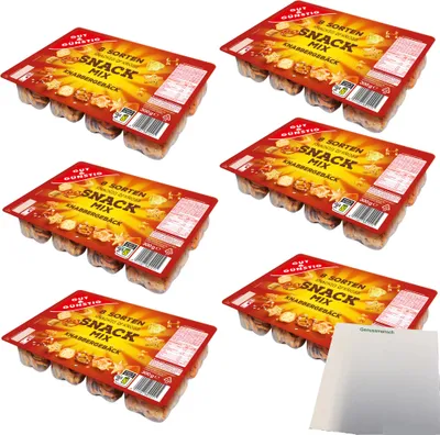 Produktbild von Gut & Günstig Snack Mix knusprige Knabbervielfalt 6er Pack (6x300g Packung) + usy Block