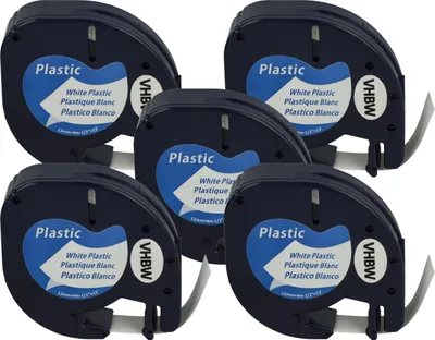 Produktbild von vhbw 5x Schriftband-Kassette Plastik Ersatz für Dymo S0721660, 91221 für Etiketten-Drucker 4m x 12mm Schwarz auf Weiß